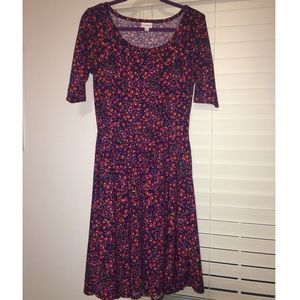 LulaRoe Nicole Dress in Purple Leaf Print